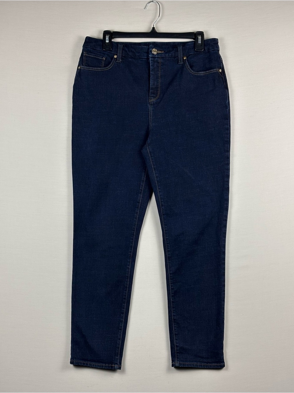 Chico’s So Slimming Girlfriend Slim Ankle Jeans 1R US 8 Dark Wash Stretch